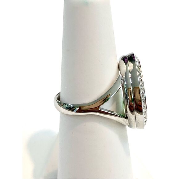 Locket Silver Crystal Ring Size 6 #origami owl #keepsake #locket ring - Picture 3 of 4